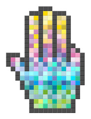 Colorful pixelated computer cursor
