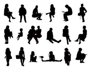 big set of women seated silhouettes