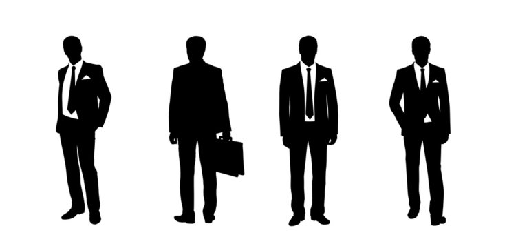 businessman standing silhouettes set 3