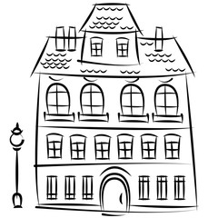 Fototapeta premium sketch of old house isolated on white background