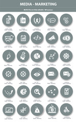 Media & Marketing icons,Gray version