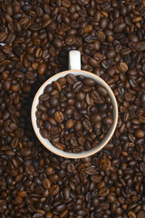 full cup of coffee beans