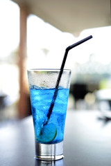 Blue iced lemon soda