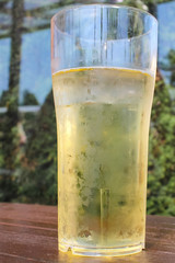 Pint of cider on the wooden table