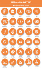 Media & Marketing icons,Orange version