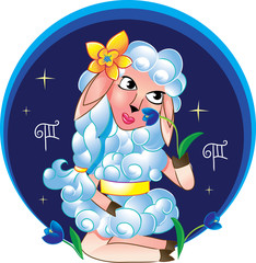 Naklejka premium Virgo as a sheep with flower