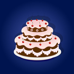 Birthday cake on blue background