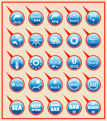 Set of beach map pointers