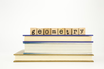 geometry word on wood stamps and books