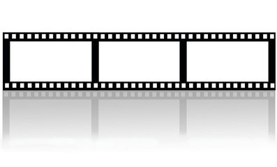 Fragment of movie film with shadow isolated on white