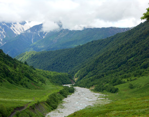 Fototapeta na wymiar Mountain landscape Caucasus Georgia