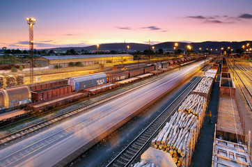 Naklejka na ściany i meble Cargo transportatio with Trains and Railways