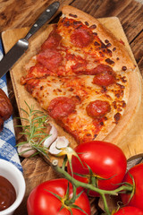 Two pieces of pizza.