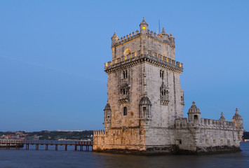 Famous Belem Tower at dusk