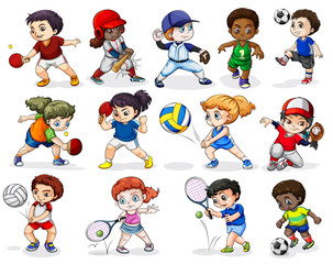 Kids engaging in different sports activities