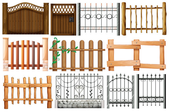Different designs of fences and gates