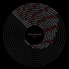 2015 calendar, spiral illustration, calendar cover template