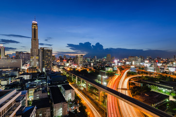 Sunset in Bangkok with Baiyok tower