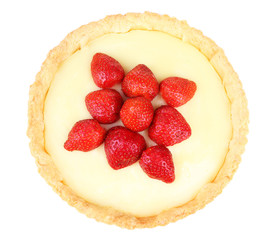 Strawberry tart isolated on white