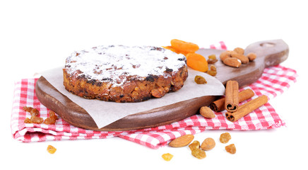 Delicious cake panforte isolated on white