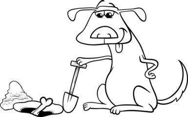 dog with bone cartoon coloring page