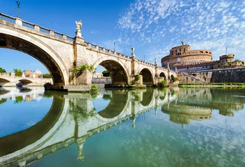 Foto op Canvas Brug en kasteel Sant Angelo, Rome © Mapics