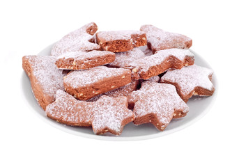 Christmas chocolate cookie, isolated on white background