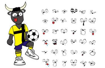 bull kid soccer cartoon set0