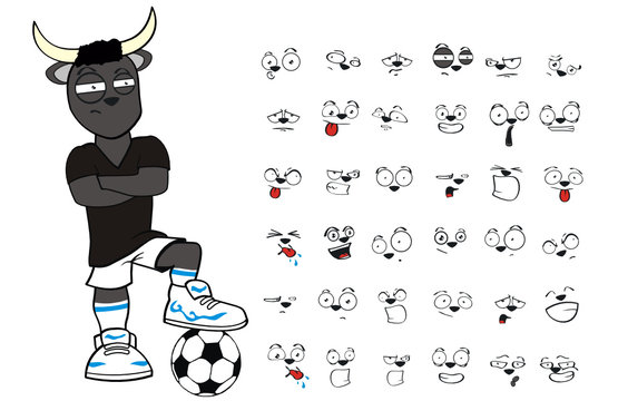 Bull Kid Soccer Cartoon Set