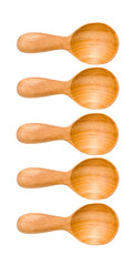 Isolated many wooden Kitchen spoons on white background