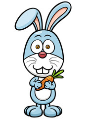 Vector illustration of cartoon rabbit holding carrot