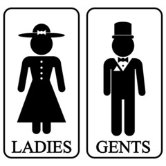 Icons of men and women in retro style