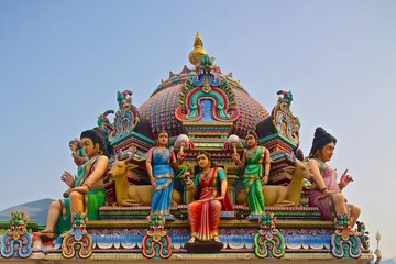 Zelfklevend Fotobehang Hindu gods on a temple roof © SvetlanaSF