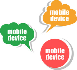 mobile device, Set of stickers, labels, tags. infographics