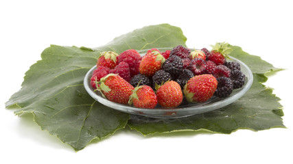 fresh raspberries blackberries and strawberries