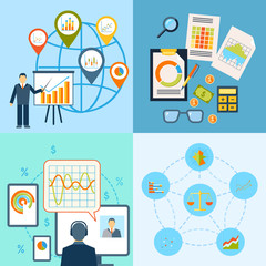 Business chart icon flat composition