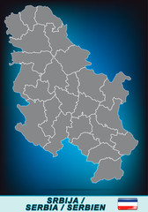 Karte von Serbien in leuchtend blau