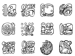 Maya patterns. Outline drawings.