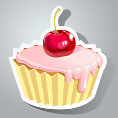 Sweet sticker with cupcake