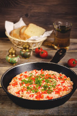 traditional turkish omelet menemen with tomatoes