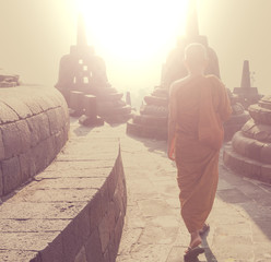 Monk in Borobudur