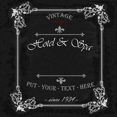 Vintage frame with floral ornament with black background