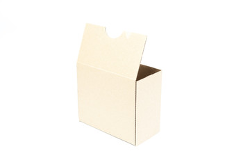 Brown paper box on white background.