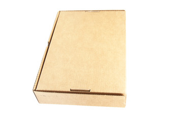 Brown paper box on white background.