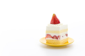 Strawberry cheesecake isolated on white background