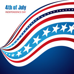 Vector 4th of july American Flag wave Independence Day design ve