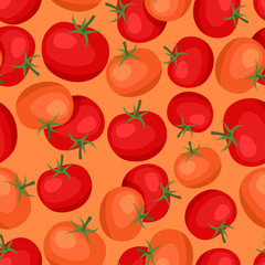 Seamless vector pattern with fresh ripe tomatoes.