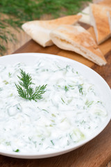 yoghurt sauce tzatziki with herbs, cucumber and garlic