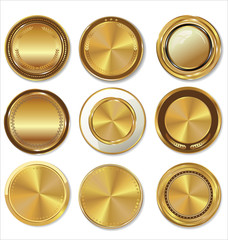 Golden medallion with laurel wreath, collection