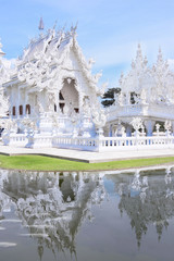 Famous Thailand temple or white temple, Wat Rong Khun,at Chiang